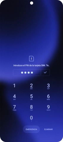 Si es necesario desbloquear la tarjeta SIM, introduce el código PIN y pulsa el icono de aceptar.