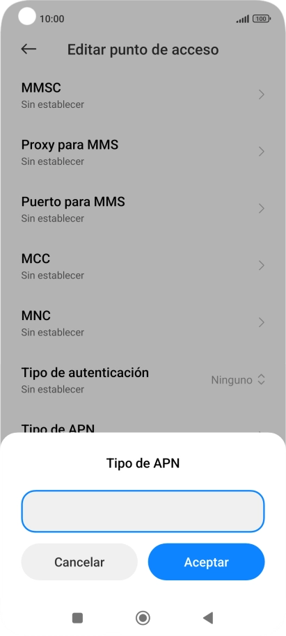 Introduce default y pulsa Aceptar.