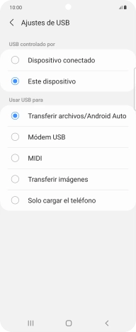 Pulsa Transferir archivos/Android Auto.