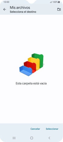 Si deseas crear una nueva carpeta, pulsa el icono de nueva carpeta y sigue las indicaciones de la pantalla para crearla.