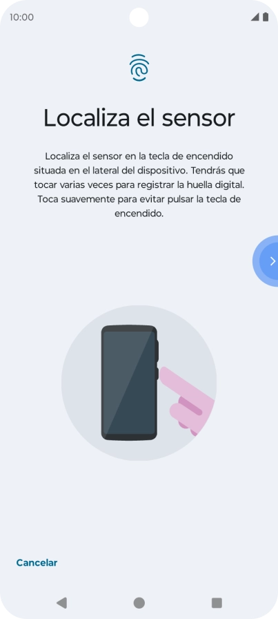 Sigue las indicaciones de la pantalla para crear una huella digital como código de seguridad.
