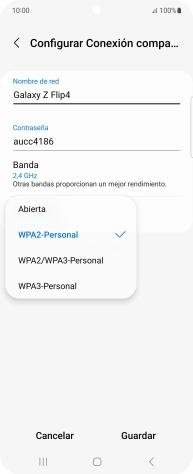 Pulsa WPA3-Personal para proteger la conexión wifi con una contraseña.
