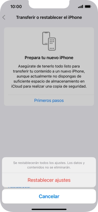 Pulsa Restablecer ajustes.