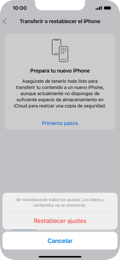 Pulsa Restablecer ajustes.
