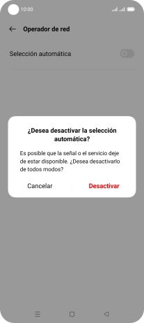 Pulsa Desactivar para desactivar la función y espera mientras el teléfono está buscando redes.