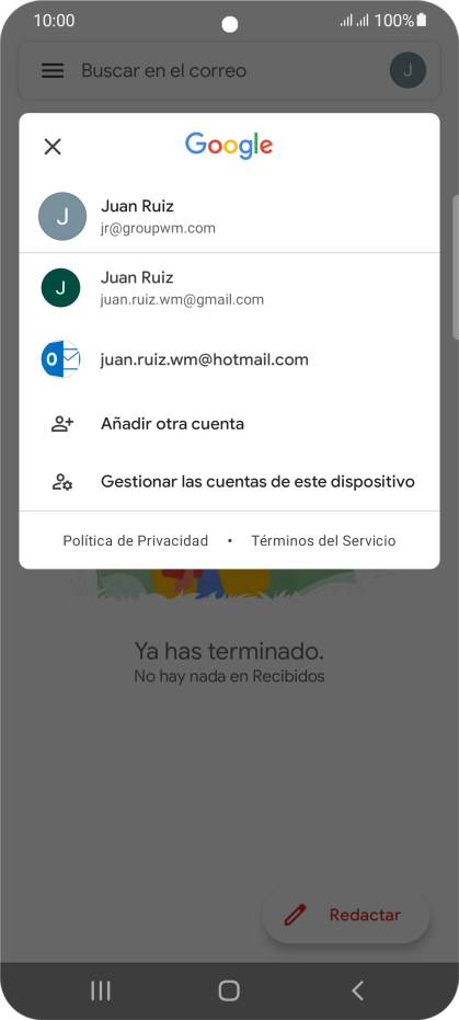 Pulsa la cuenta de correo electrónico deseada.