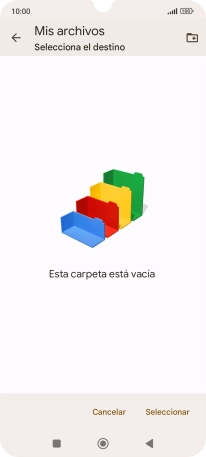 Si deseas crear una nueva carpeta, pulsa el icono de nueva carpeta y sigue las indicaciones de la pantalla para crearla.