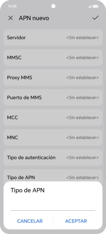 Introduce default y pulsa ACEPTAR.
