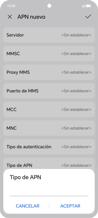 Introduce default y pulsa ACEPTAR.