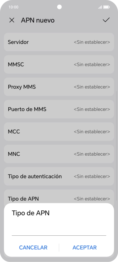 Introduce default y pulsa ACEPTAR.