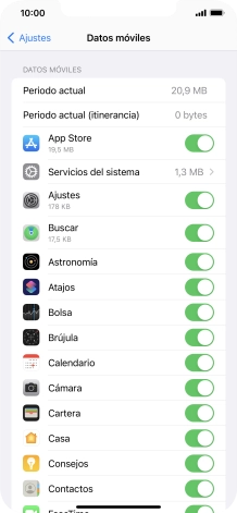 Pulsa el indicador junto a las aplicaciones deseadas para activar o desactivar la función.