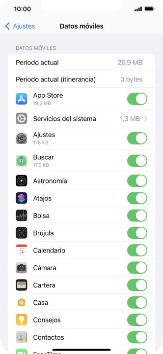 Pulsa el indicador junto a las aplicaciones deseadas para activar o desactivar la función.