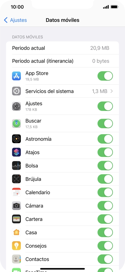 Pulsa el indicador junto a las aplicaciones deseadas para activar o desactivar la función.