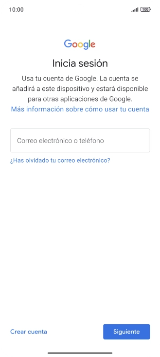 Si no tienes una cuenta de Google, pulsa Crear cuenta y sigue las indicaciones de la pantalla para ver cómo crear una cuenta nueva.