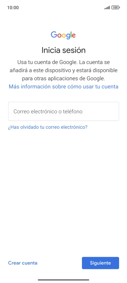 Si no tienes una cuenta de Google, pulsa Crear cuenta y sigue las indicaciones de la pantalla para ver cómo crear una cuenta nueva.