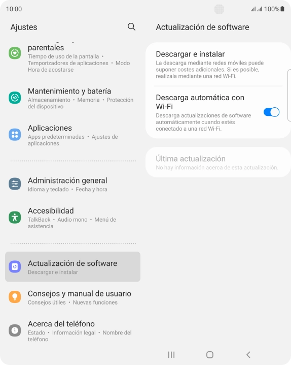 Pulsa Descargar e instalar. Si hay una versión de software nueva disponible, aparecerá ahora en la pantalla. Sigue las indicaciones de la pantalla para actualizar el software del teléfono.