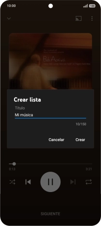 Introduce el nombre deseado de la lista de reproducción y pulsa Crear.