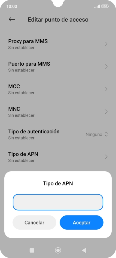 Introduce default y pulsa Aceptar.