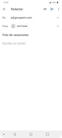 Pulsa en el campo de escritura  y escribe el texto del correo electrónico.