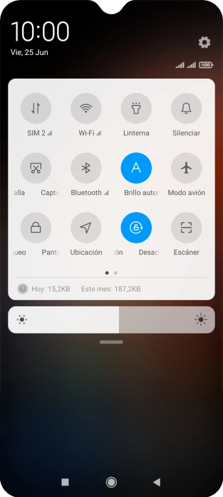 Pulsa el icono de datos móviles para activar o desactivar la función.