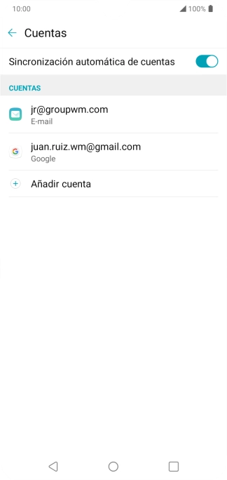 Pulsa la cuenta de correo electrónico deseada.