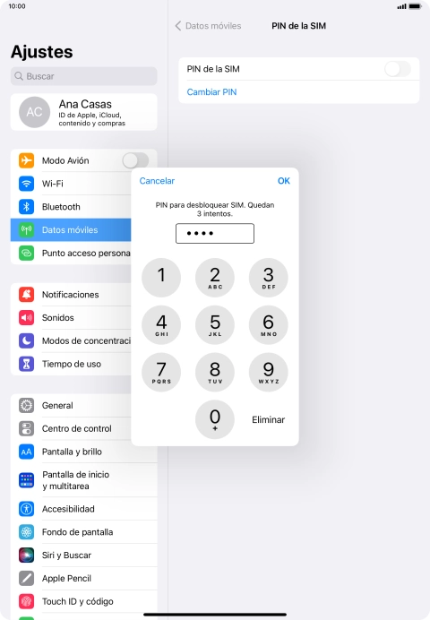 Introduce tu código PIN y pulsa OK.
