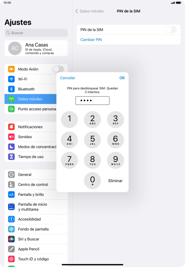 Introduce tu código PIN y pulsa OK.