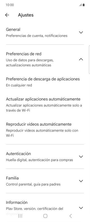 Pulsa Actualizar aplicaciones automáticamente.