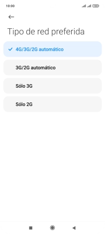 Pulsa el tipo de red deseado.