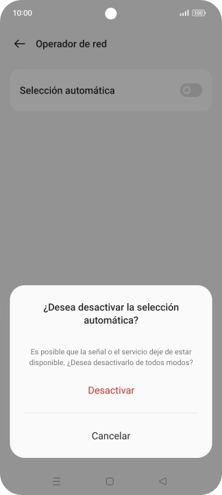 Pulsa Desactivar para desactivar la función y espera mientras el teléfono está buscando redes.