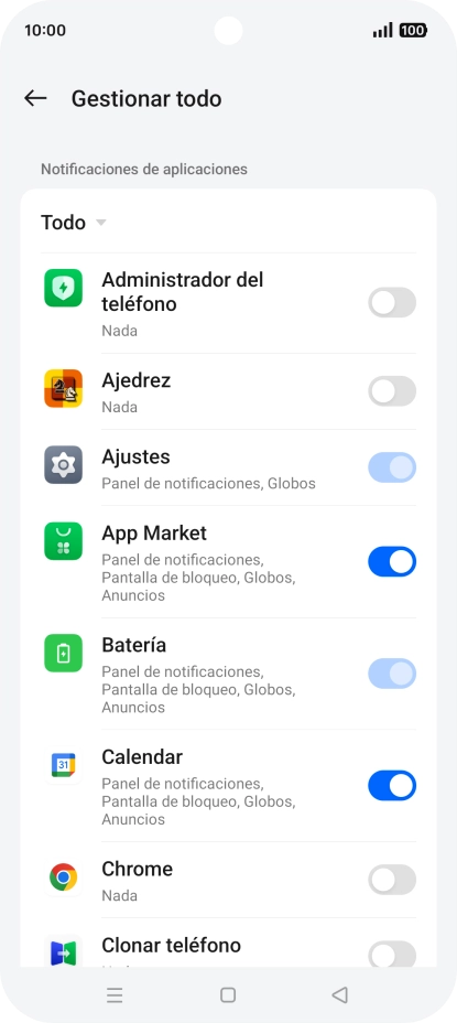 Pulsa el indicador junto a las apps deseadas para activar o desactivar la función.