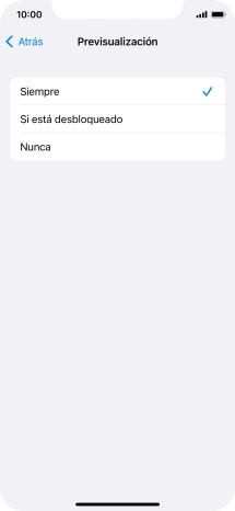 Para seleccionar la vista previa de las notificaciones en la pantalla de bloqueo, pulsa Siempre.