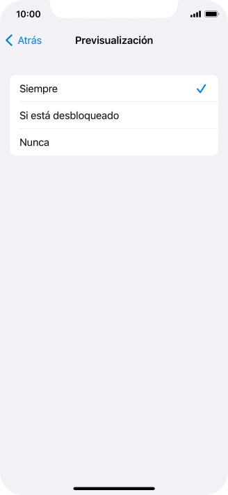 Para seleccionar la vista previa de las notificaciones en la pantalla de bloqueo, pulsa Siempre.