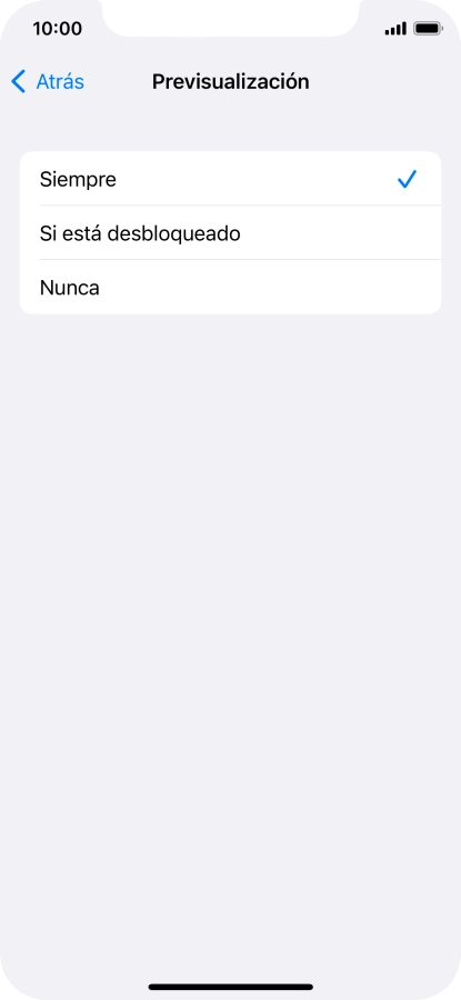 Para seleccionar la vista previa de las notificaciones en la pantalla de bloqueo, pulsa Siempre.