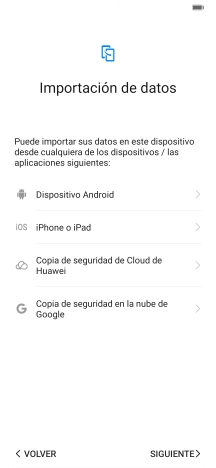 Puedes transferir el contenido de otro teléfono cuando activas tu teléfono por primera vez y cuando lo has restablecido. Cuando aparezca en la pantalla del teléfono esta imagen, ya está listo para la transmisión del contenido del otro teléfono.
