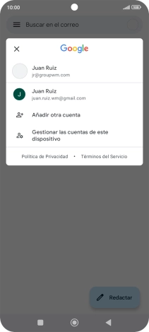 Pulsa la cuenta de correo electrónico deseada.