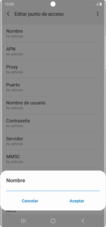 Introduce Vodafone Internet y pulsa Aceptar.