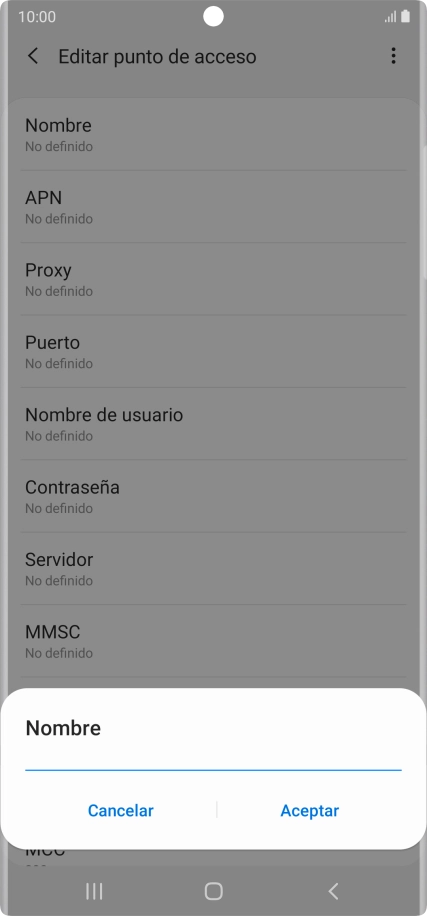 Introduce Vodafone Internet y pulsa Aceptar.