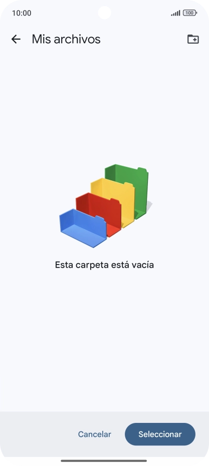 Si deseas crear una nueva carpeta, pulsa el icono de nueva carpeta y sigue las indicaciones de la pantalla para crearla.