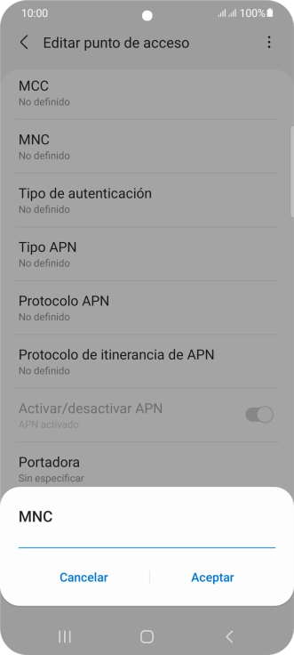 Introduce 01 y pulsa Aceptar.