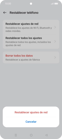 Pulsa Restablecer ajustes de red.