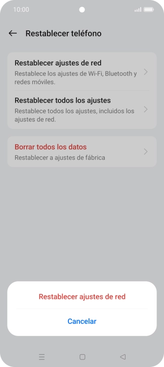 Pulsa Restablecer ajustes de red.