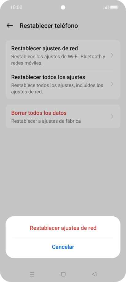 Pulsa Restablecer ajustes de red.