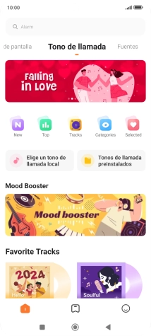 Si deseas seleccionar un timbre de llamada que no sea un timbre de llamada predeterminado, pulsa Elige un tono de llamada local y sigue las indicaciones de la pantalla para seleccionar la melodía deseada.