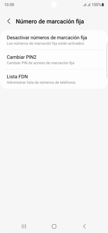 Pulsa Desactivar números de marcación fija.