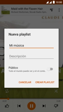 Introduce el nombre deseado de la lista de reproducción y pulsa CREAR PLAYLIST.