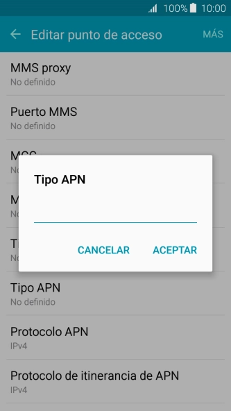 Introduce default y pulsa ACEPTAR.