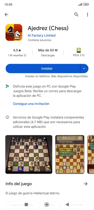 Pulsa Instalar y sigue las indicaciones de la pantalla para instalar la app.