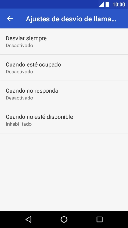 Pulsa el tipo de desvío deseado.