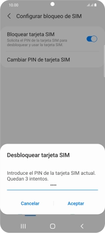 Introduce tu código PIN y pulsa Aceptar.